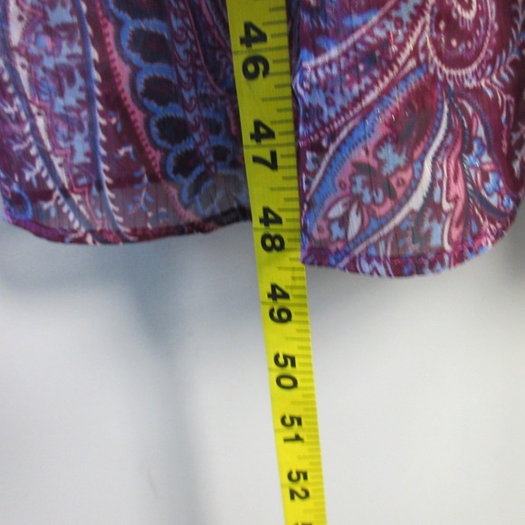 Talbots Paisley Midi Dress 14 Purple Long Puff Sleeve Casual Boho Floral 310 - Picture 10 of 12